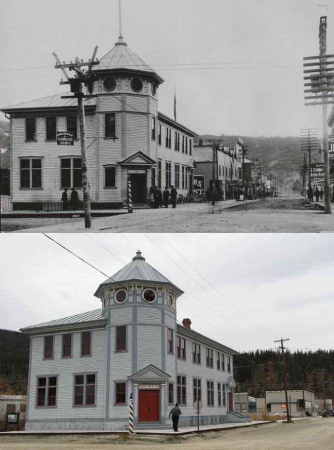 The Dawson City Post Office, then and now.