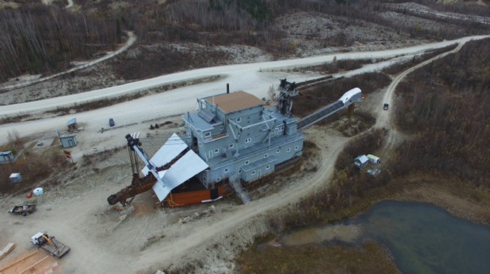 Drone view of Dredge No. 4 in the Klondike goldfields
