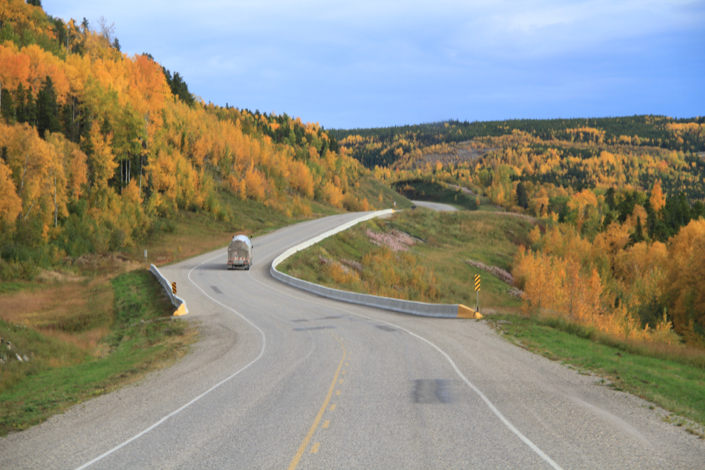 Climbing to Steamboat Summit on the Alaska Highway in the Fall