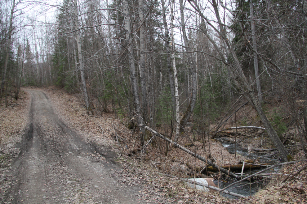 The original tote road pushed through by the U.S. Army in 1942 during construction of the Alaska Highway.