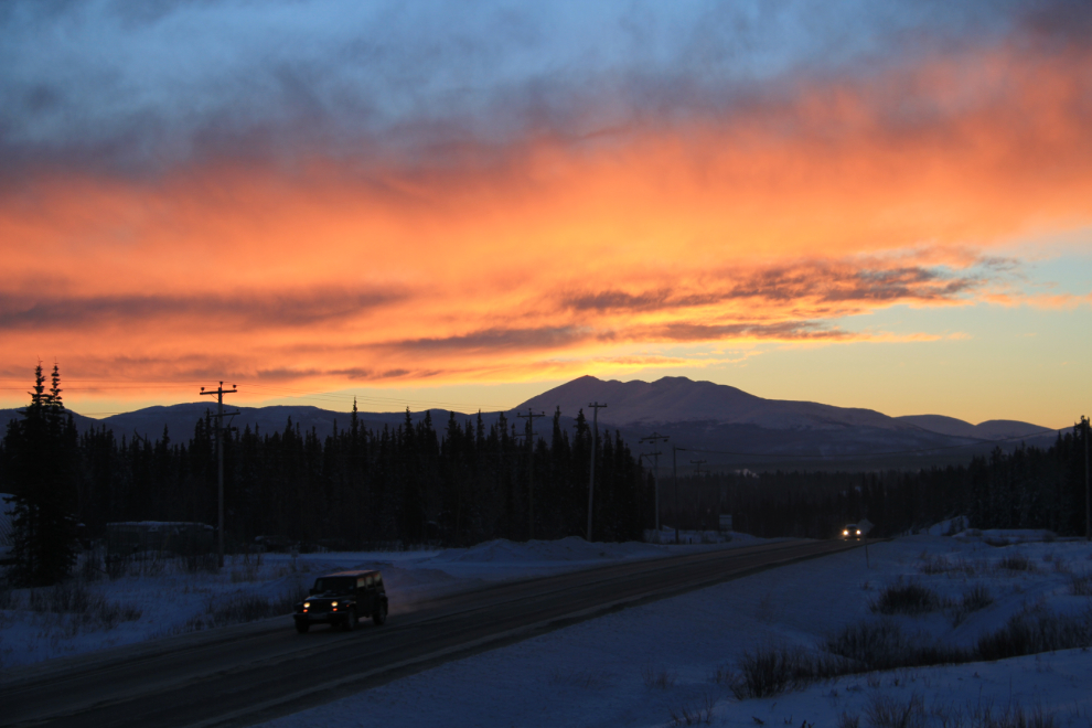 The Alaska Highway at sunrise