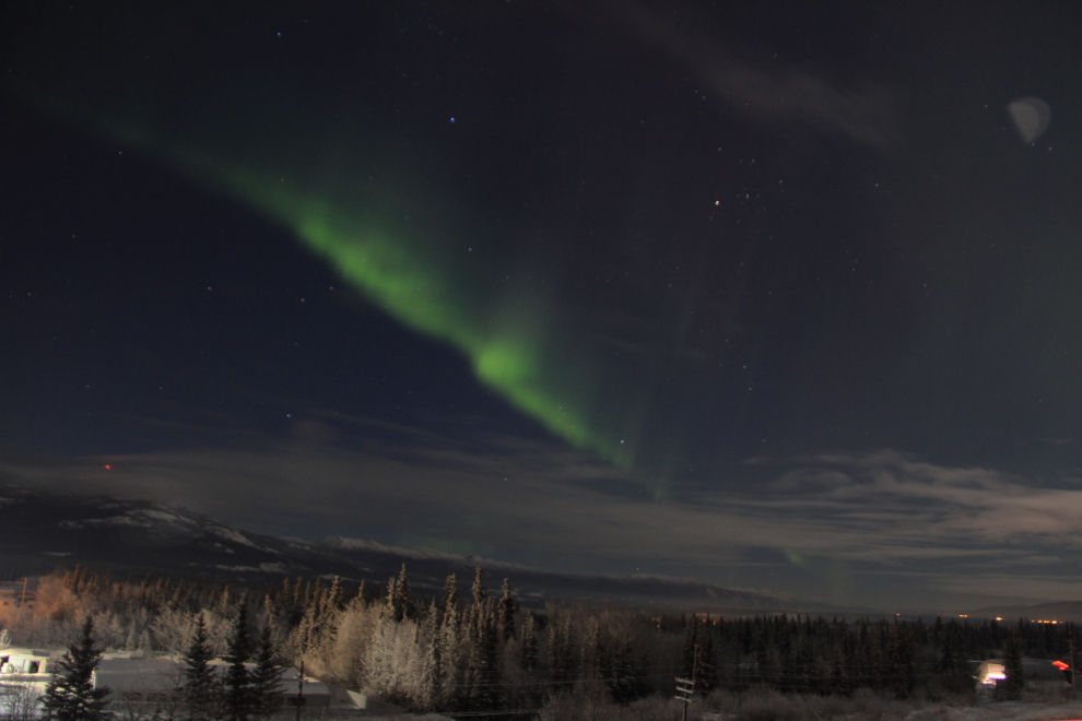 Aurora borealis over the Alaska Highway at Whitehorse