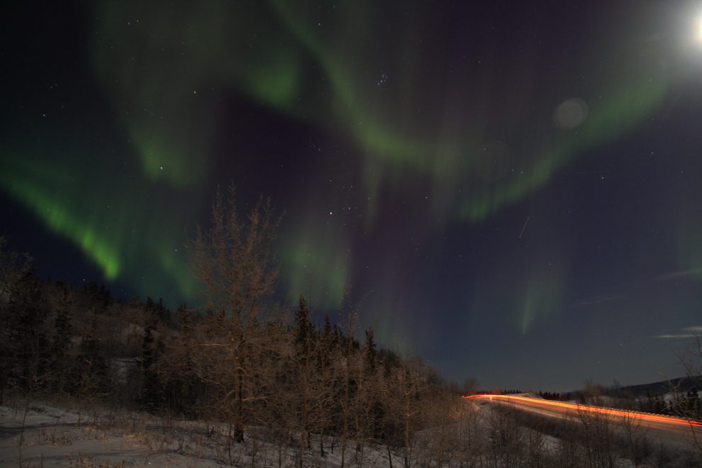 Aurora borealis over the Alaska Highway