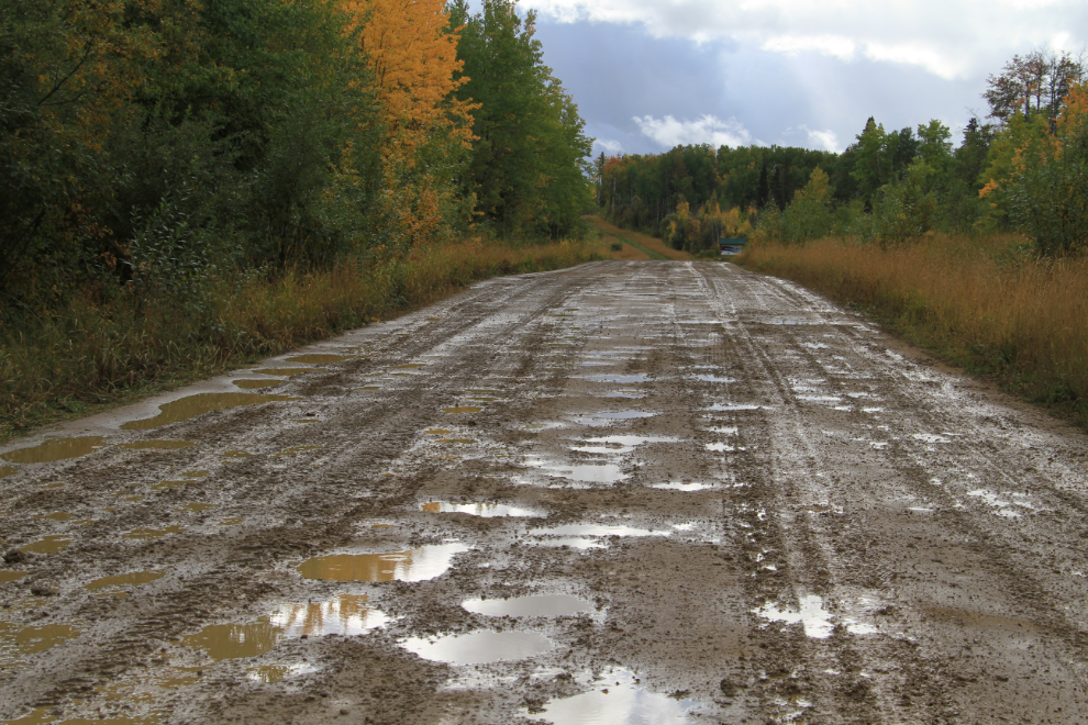 The gravel road to Bear Mountain Wind Park, Dawson Creek, BC