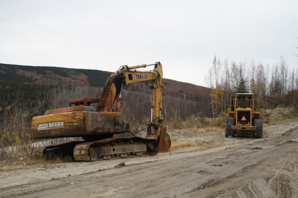 Burned mining equipment on Bonanza Creek, Yukon