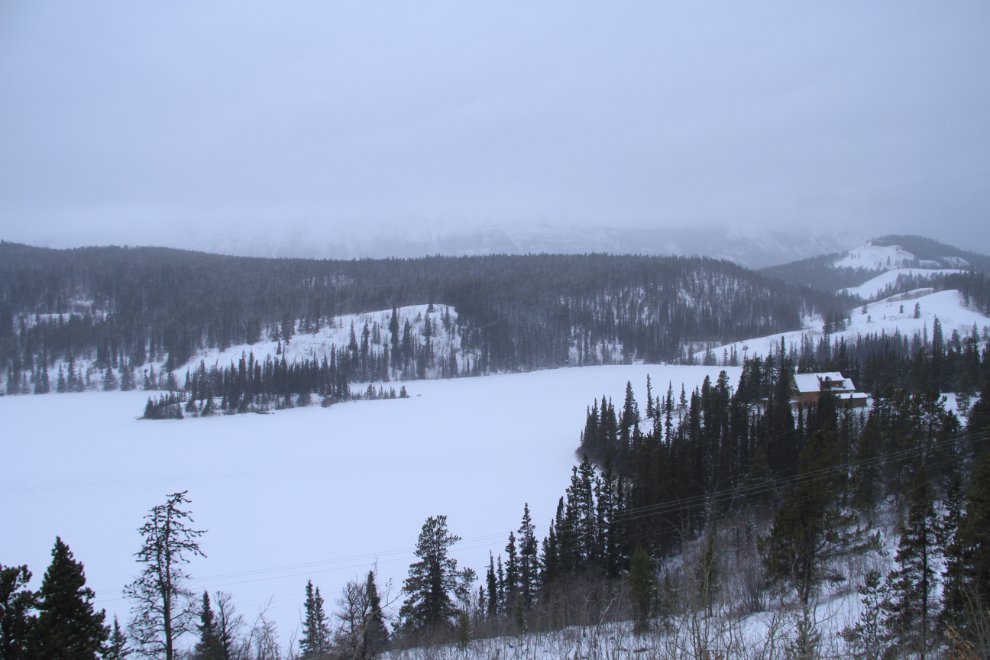 A snowy day at Emerald Lake, Yukon