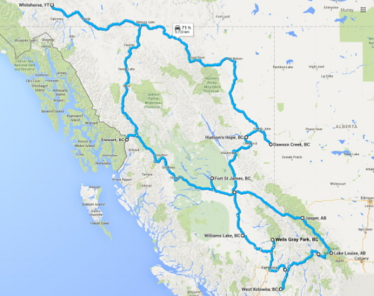 Epic BC Road Trip map