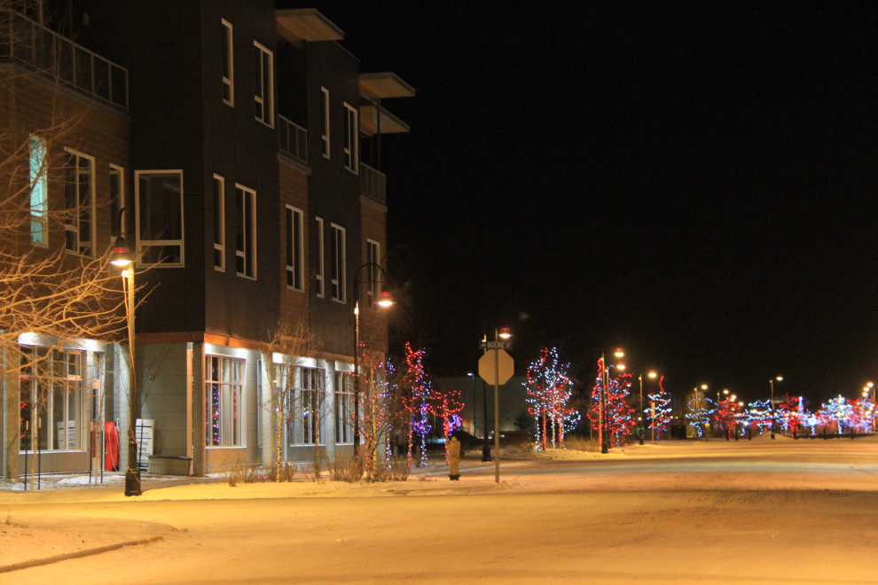 Christmas lights along Front Street, Whitehorse, Yukon
