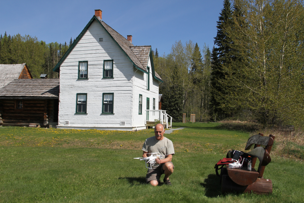 Launching a drone to film the Huble Homestead historic farm, BC