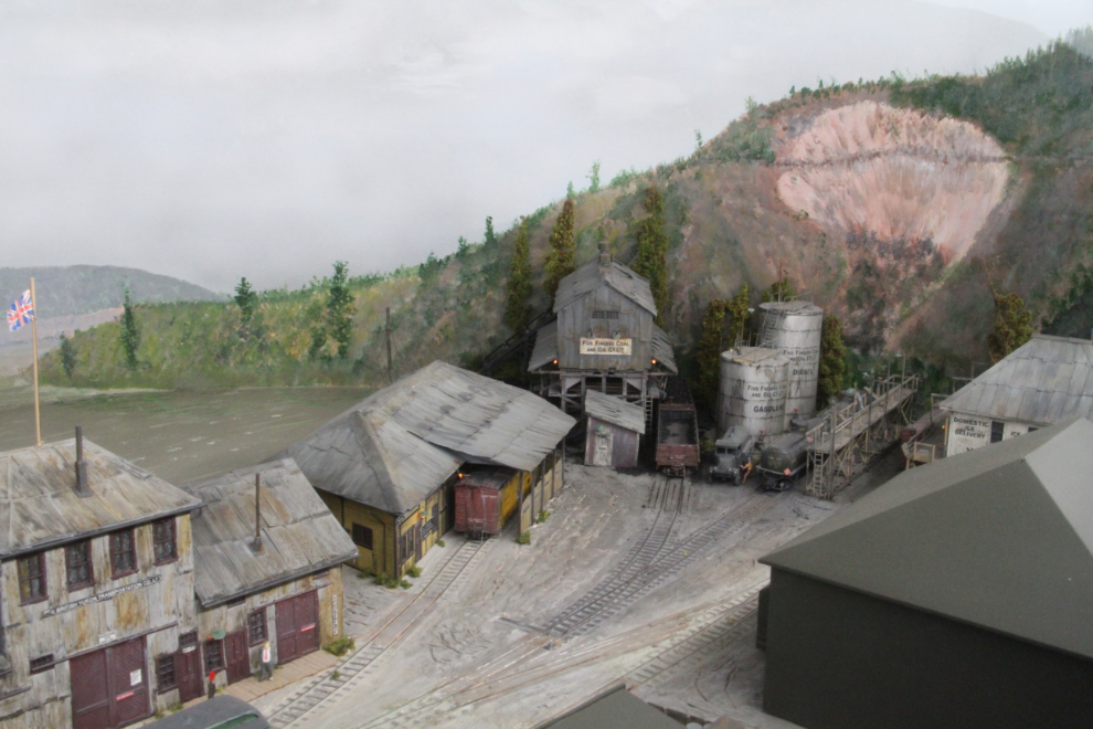 Brian Pate's model railway layout of the Klondike Mines Railway, at its new home in Dawson City