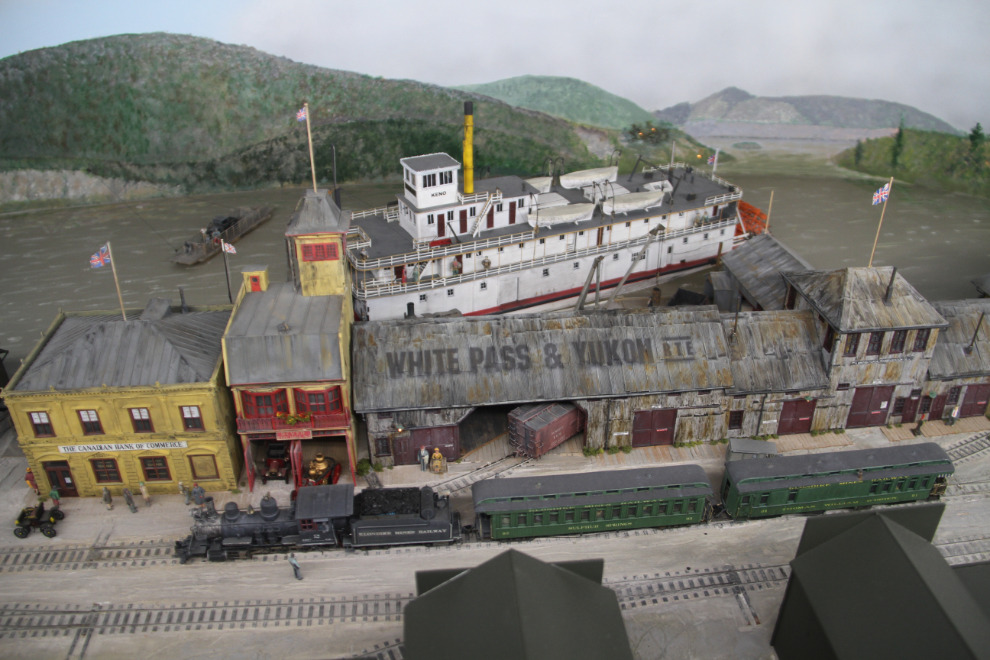 Brian Pate's model railway layout of the Klondike Mines Railway, at its new home in Dawson City