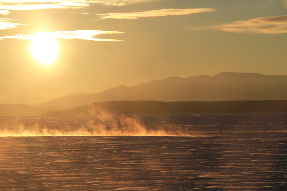 Sunrise on Marsh Lake, Yukon at -37 degrees