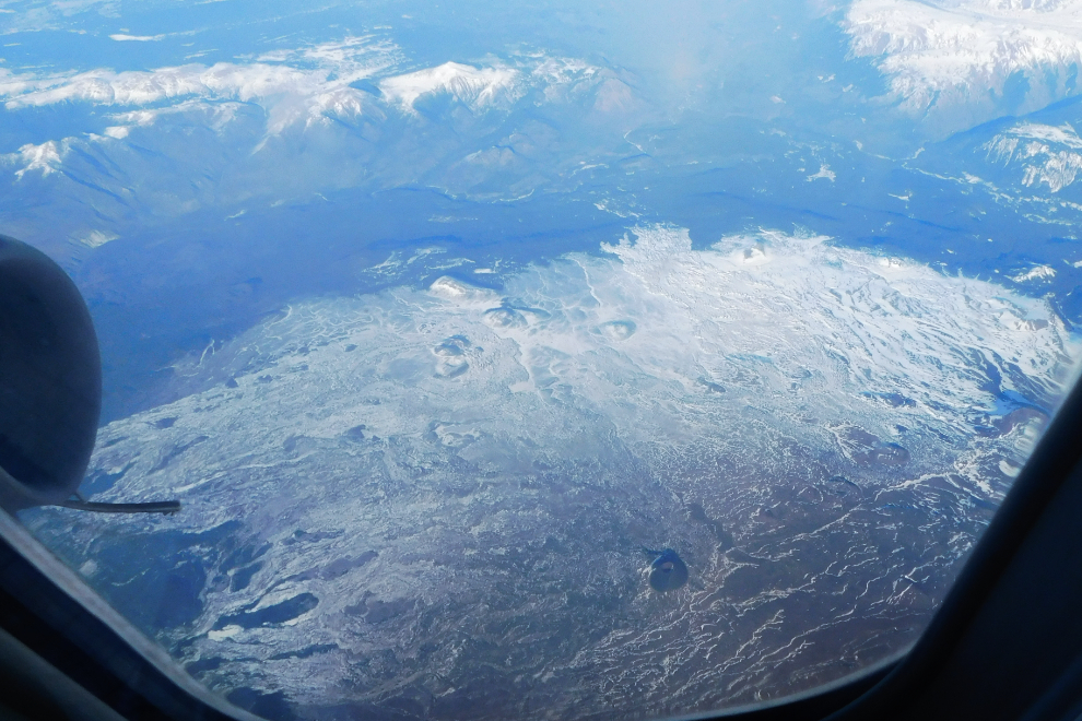 Flying over Mount Edziza, BC