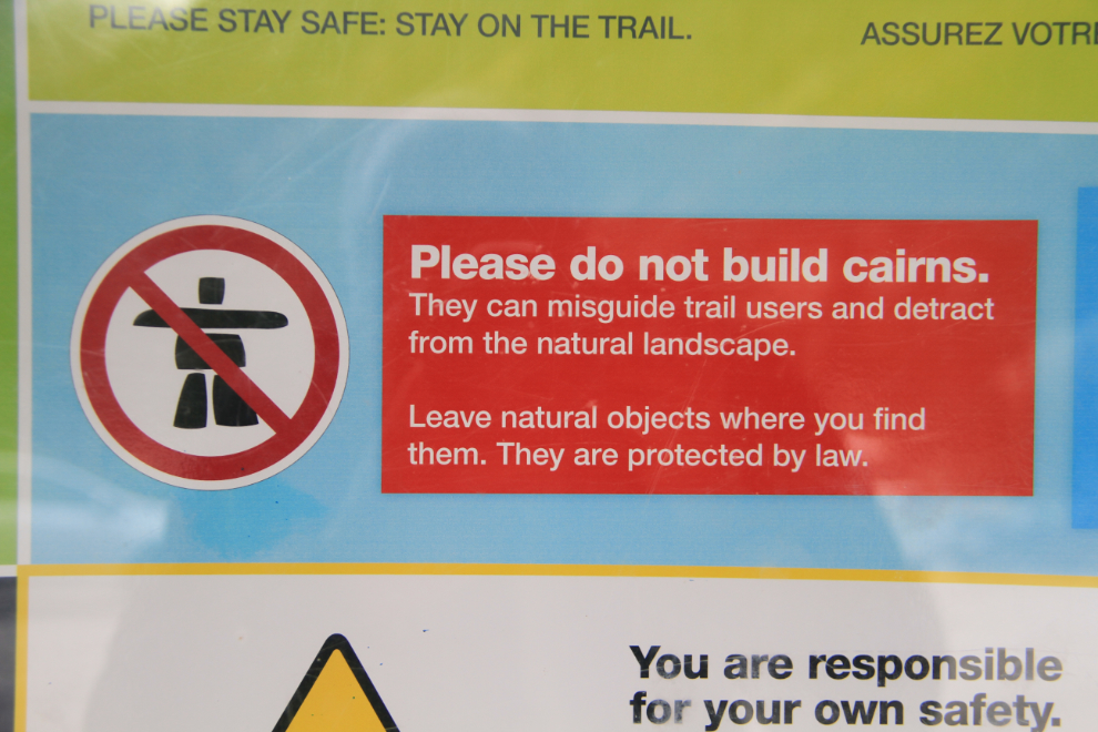 'Don't build cairns' sign near Jasper, Alberta