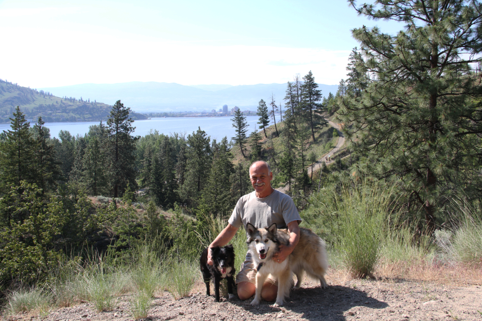 Murray with his dogs in Bear Creek Provincial Park, BC