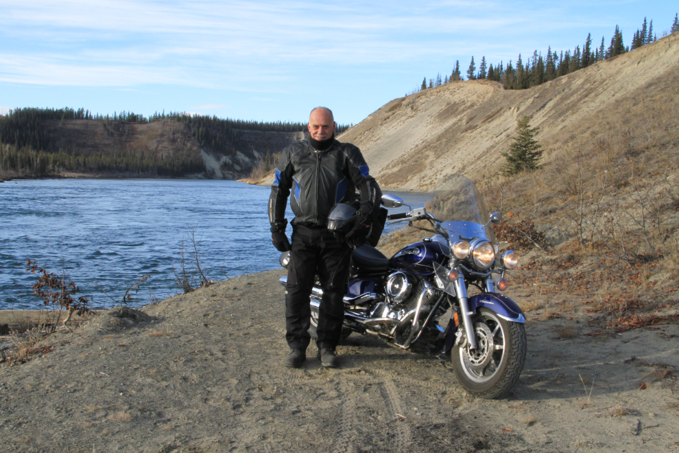 Murray and his Vstar 1100 Classic along the Yukon River