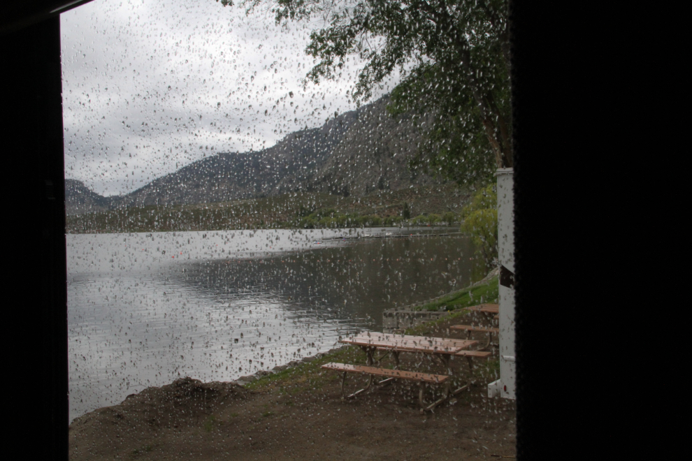 Rain on the RV window at Osoyoos, BC
