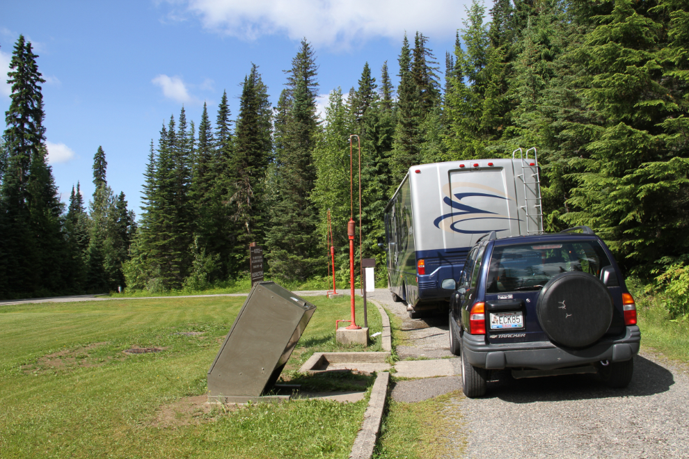 RV at sani-dump at Purden Lakes Provincial Park, BC