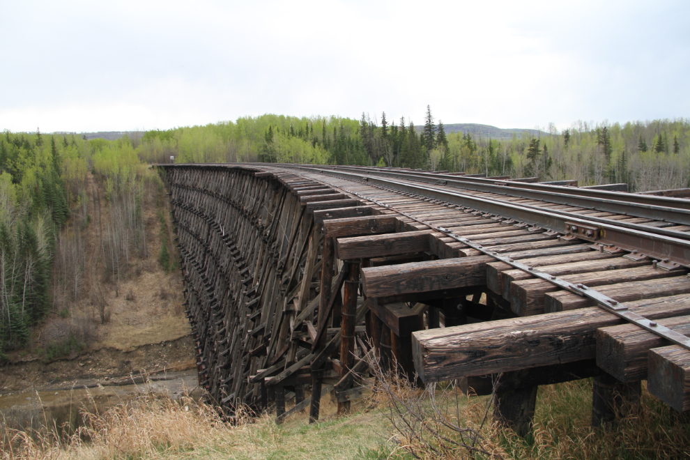 Long-abandoned railway trestle at Pouce Coupe, BC