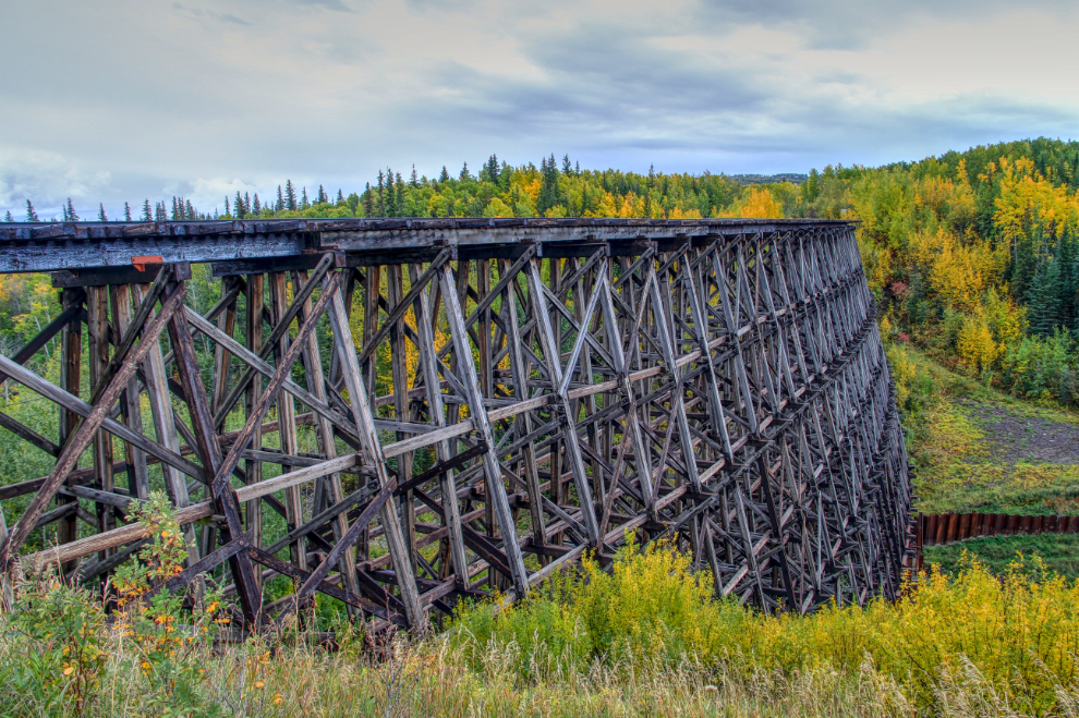 Abandoned Northern Alberta Railway trestle in Pouce Coupe, BC
