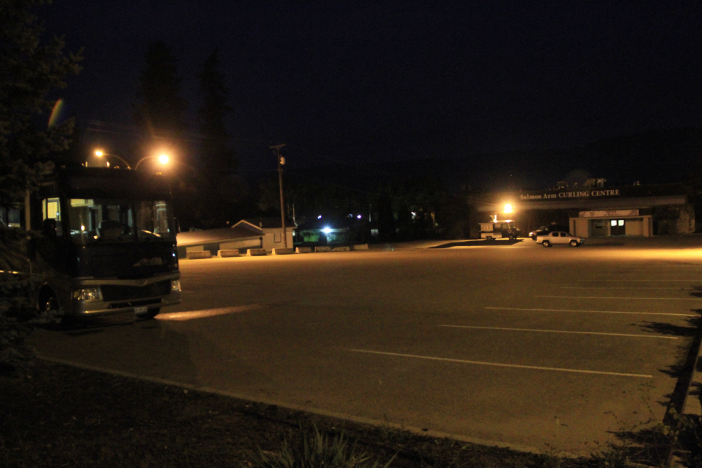 RV camped at the Salmon Arm Curling Club in BC