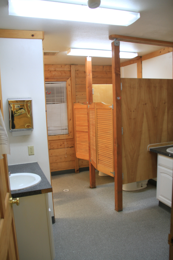 The men's bathroom  at Stoney Creek RV Park, Seward, Alaska