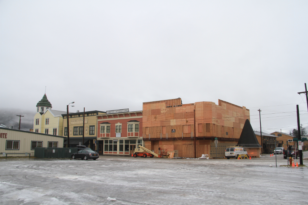 New building across from the WP&YR railroad depot in Skagway