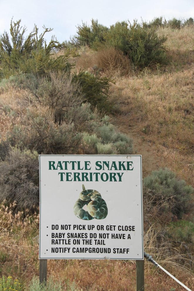 Snake sign at Nk'mip Campground in Osoyoos, BC