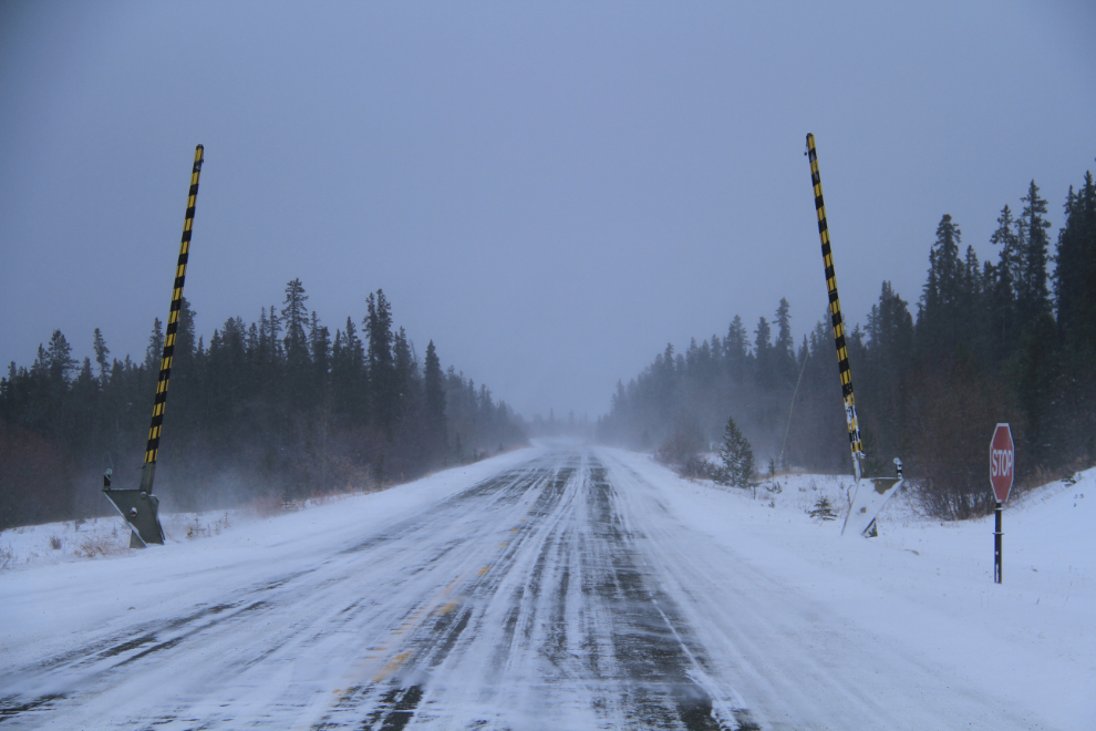 The South Klondike Highway is open on this snowy day