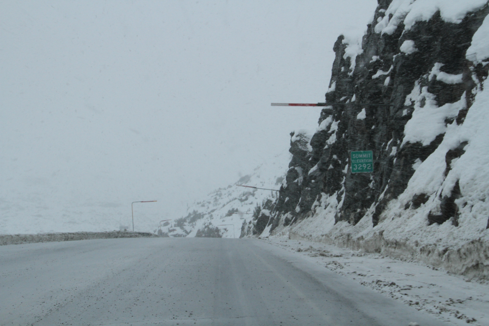 Snow at the summit of the South Klondike Highway