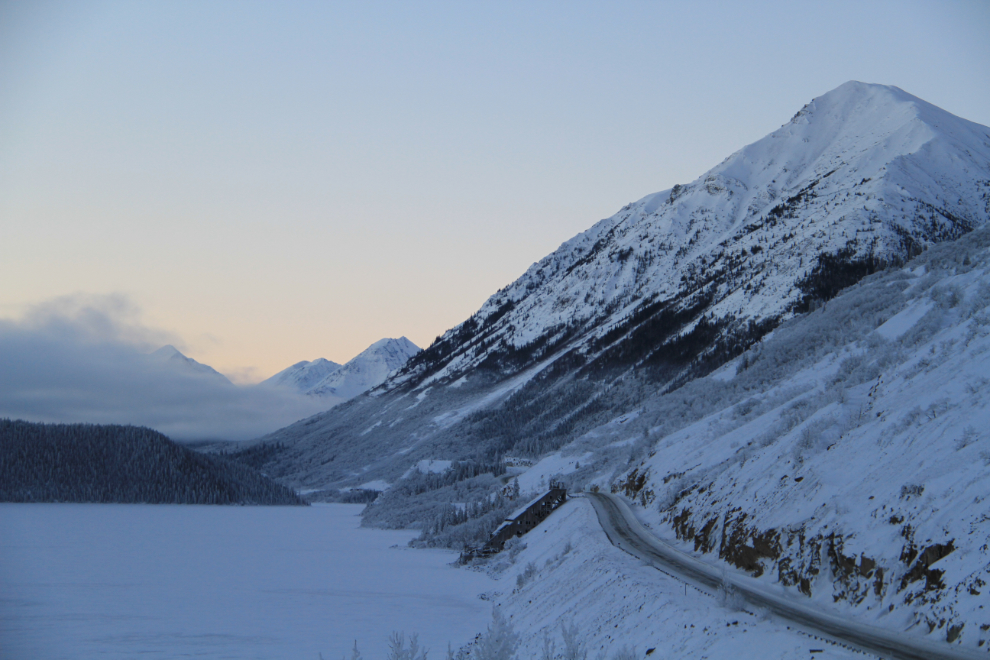 A winter dawn at the Venus Mine on the South Klondike Highway, Yukon
