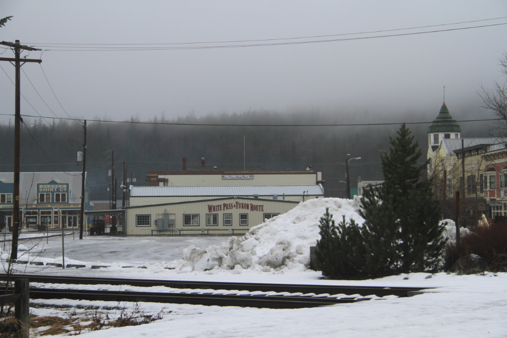 Snow at the WP&YR railroad depot in Skagway