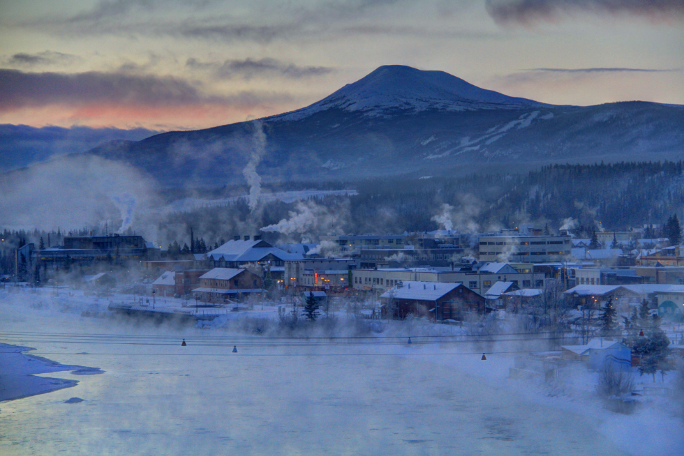 Whitehorse and the Yukon River on Winter Solstice at -23 degrees