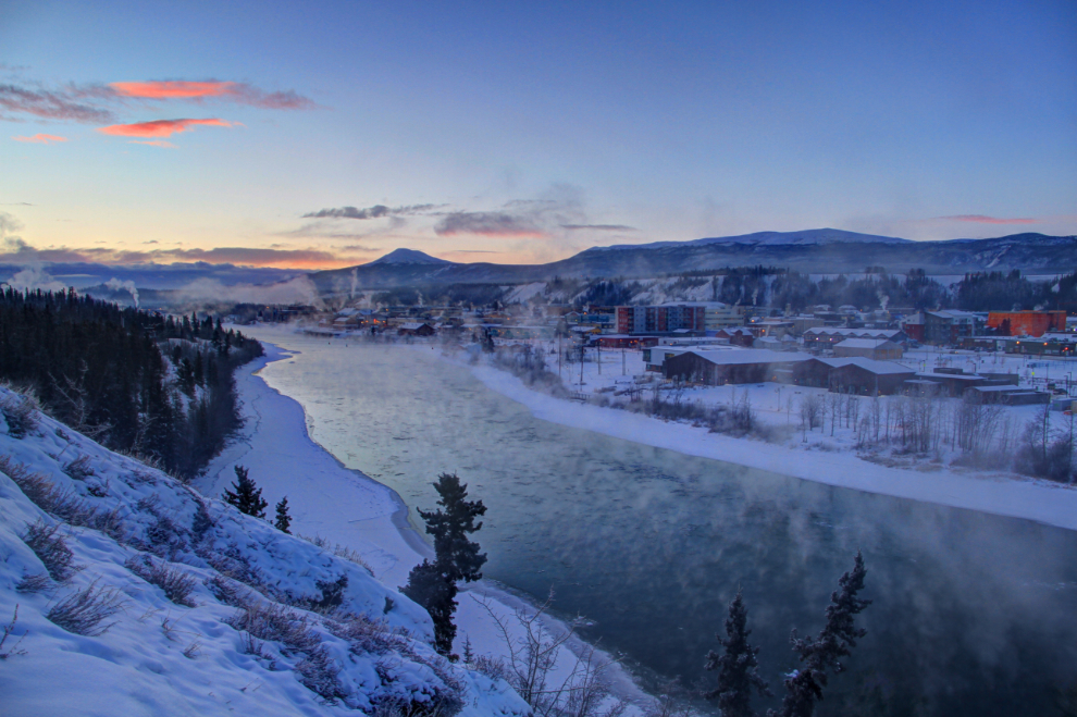 Whitehorse in an icy winter dawn
