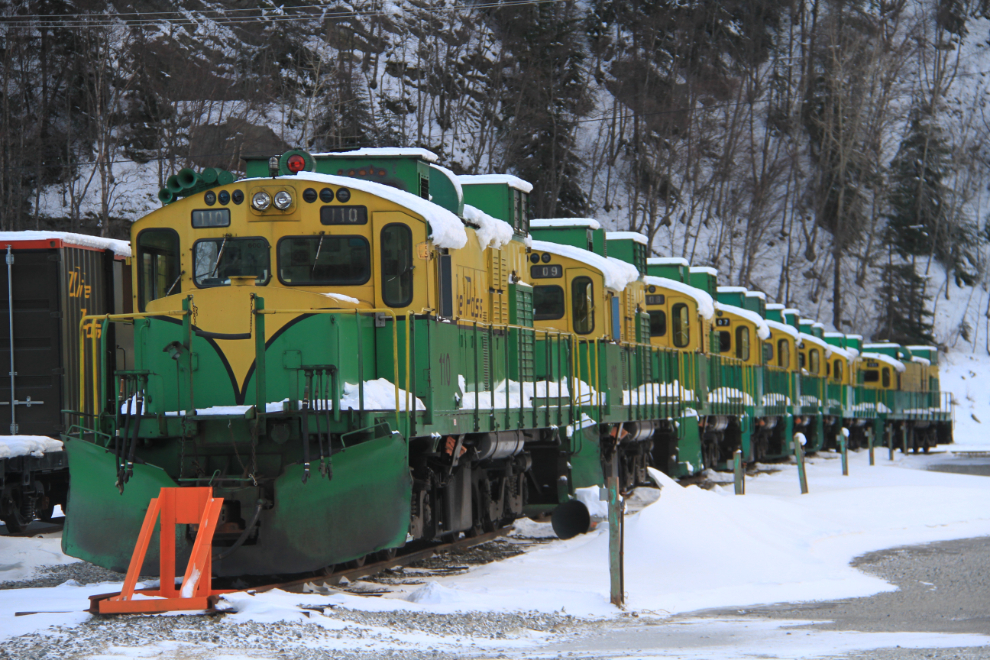 WP&YR locomotives resting for the winter at Skagway, Alaska