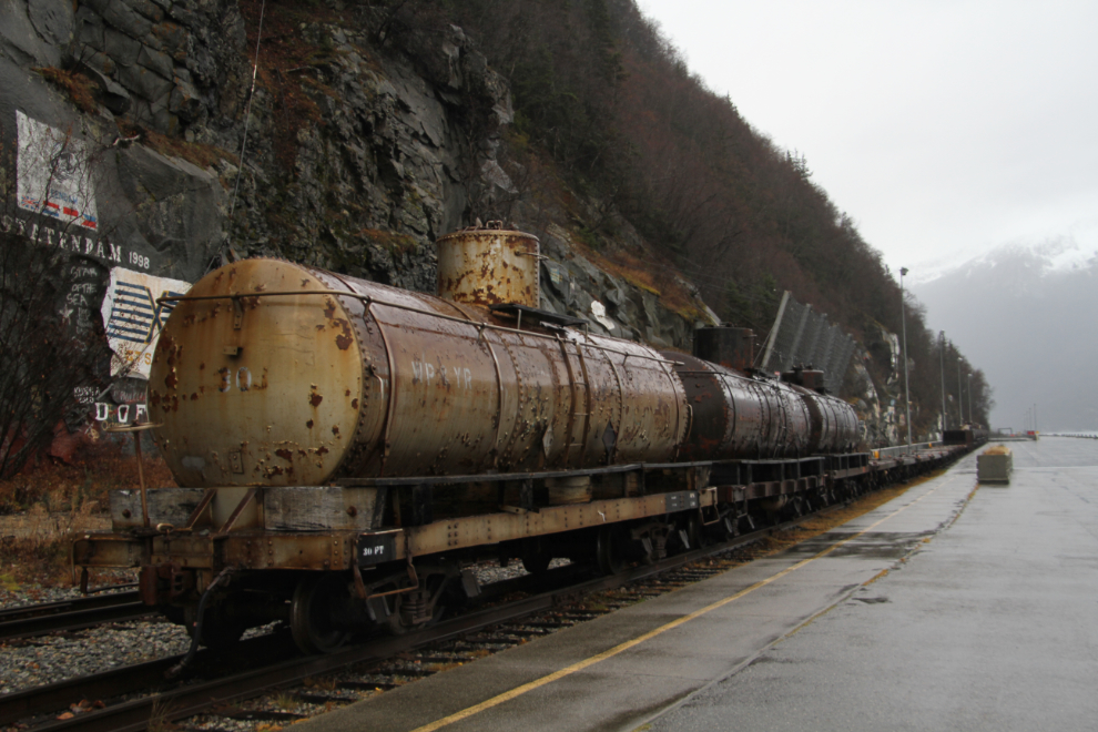Derelict rail cars at the Railroad Dock in Skagway