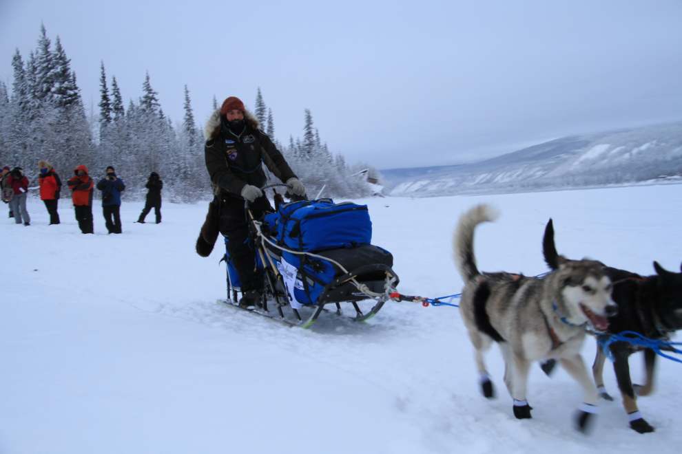 Cody Strathe and his dogs on the 2015 Yukon Quest trail