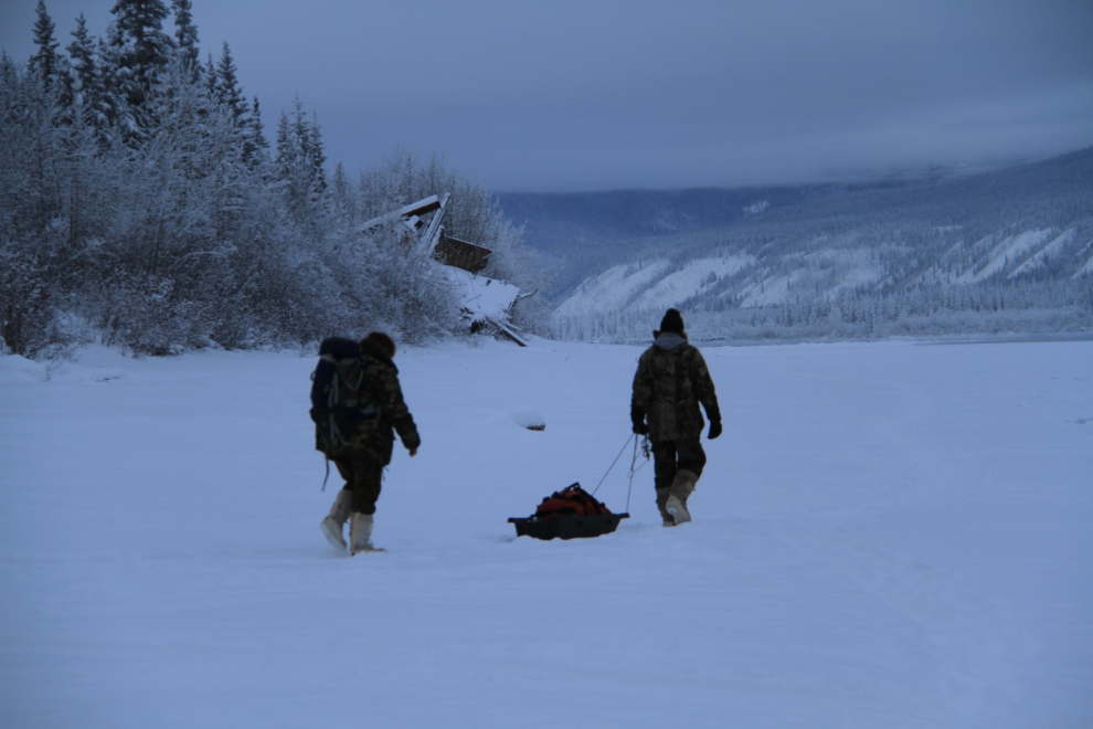 Hiking down the Yukon River in the winter
