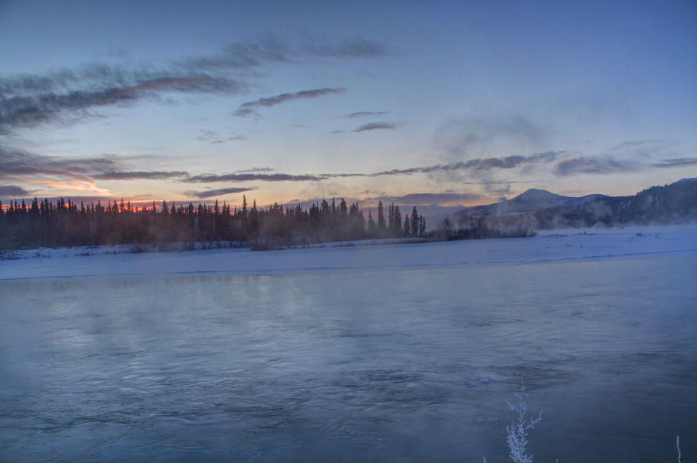 Sunrise over the Yukon River in Whitehorse on the Winter Solstice.