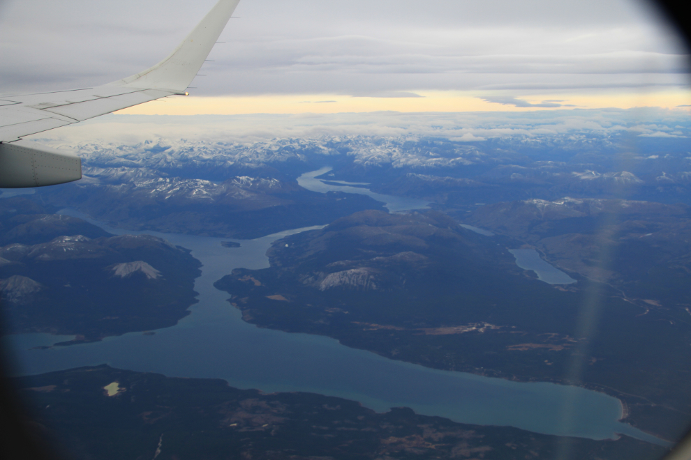 Aerial view of Tagish Lake and Lake Bennett, Yukon