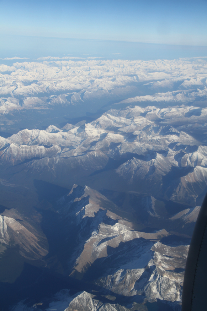 The Rocky Mountains near Jasper, from FL 390 or 39,000 feet.