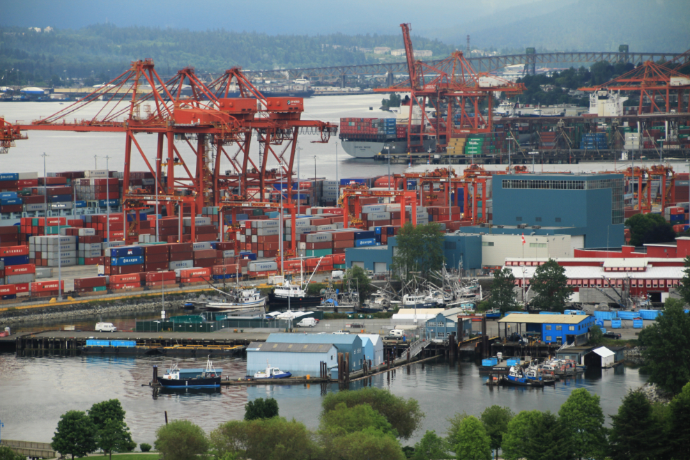 Fishboats and container port at Vancouver