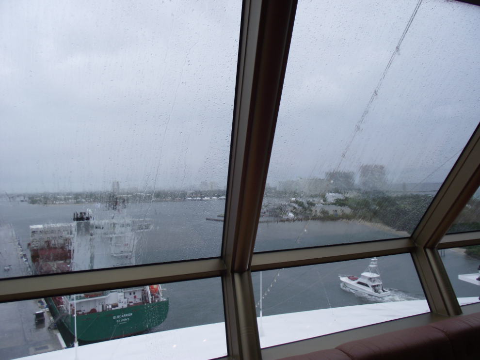 A rainy day at Port Everglades, from the Crow's Nest bar on the cruise ship Noordam