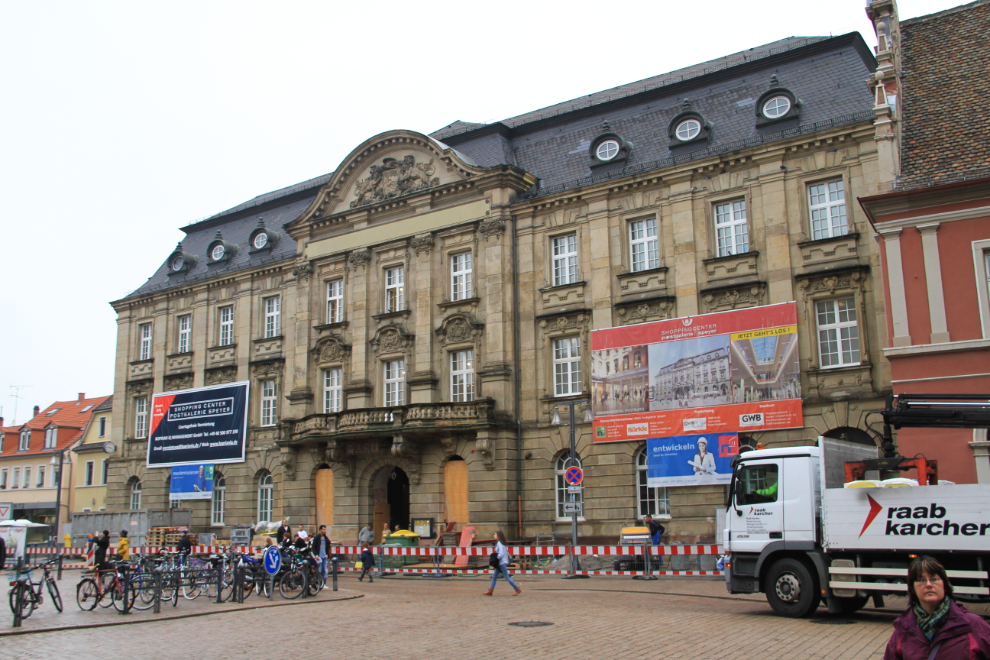 A historic building being converted to a shopping mall in Speyer, Germany