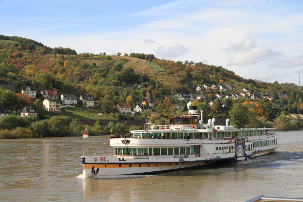 The lovely old paddlewheeler Goethe on the Rhine River