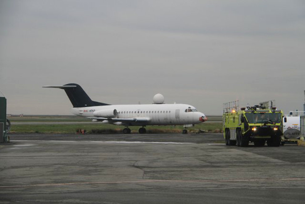 A rescue-training aircraft and crash truck at YVR, Vancouver