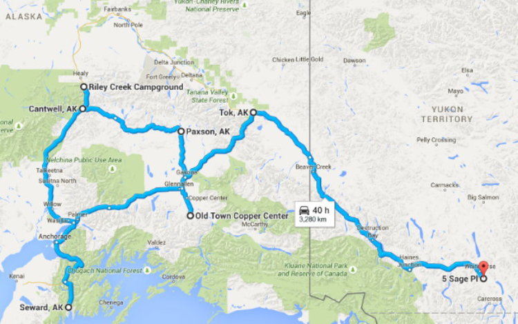 Alaska RV route map