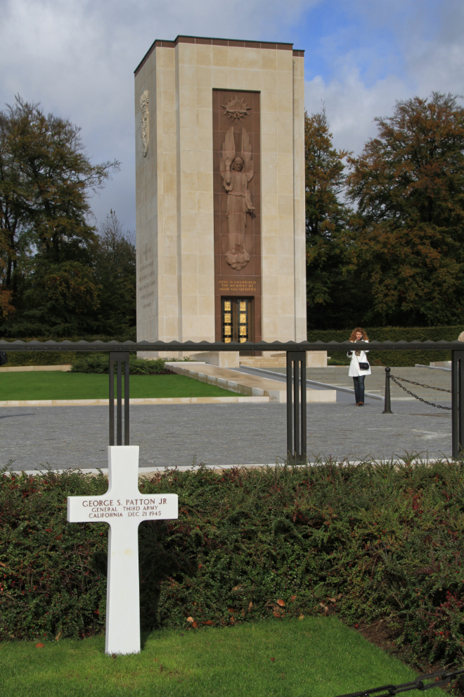 The simple grave of General George S. Patton at the Luxembourg American Cemetery and Memorial