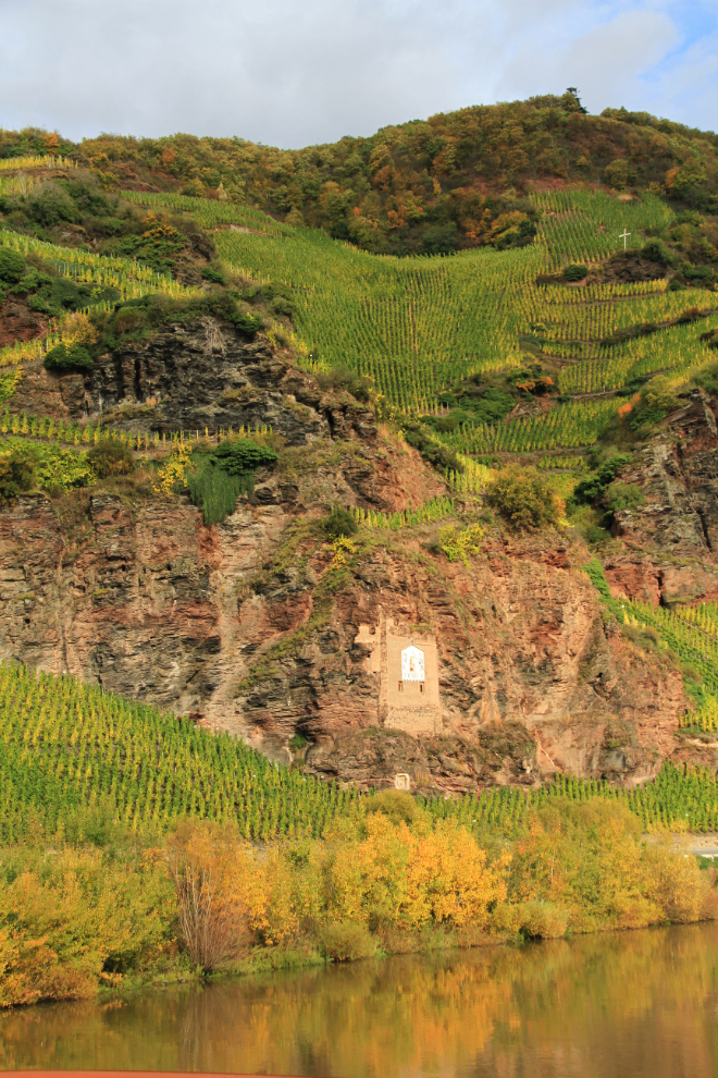 Extremely steep vineyard along the Mosel River