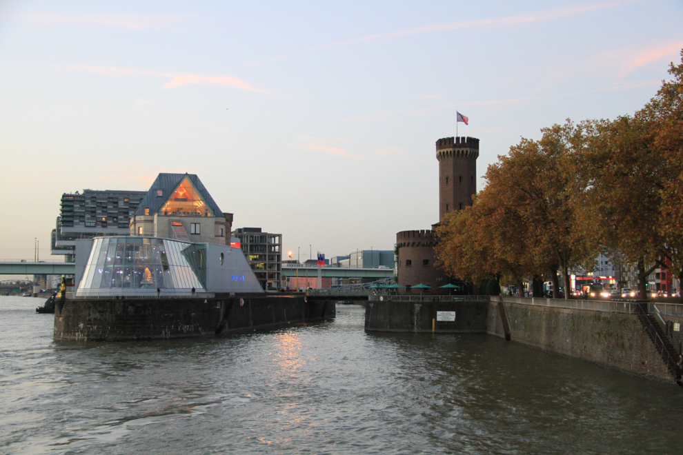 The Rhine River waterfront in Cologne, Germany